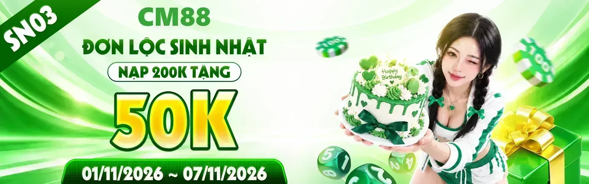 4. Không khí sinh nhật tại CM88 trở nên sôi động với chương trình quà tặng dành riêng cho hội viên. Nhanh tay đăng ký tài khoản để khám phá các phần thưởng nổi bật.